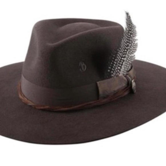 Brittoli Accessories - Elegant Brown Fedora Hat with Feather Accent